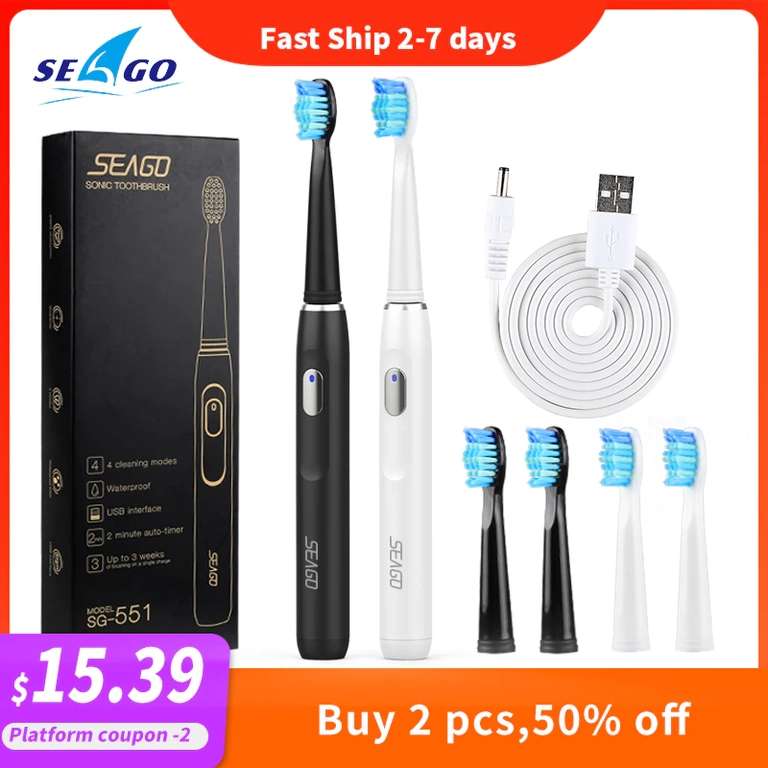 Электрическая зубная щетка Seago SG-551 2 шт.