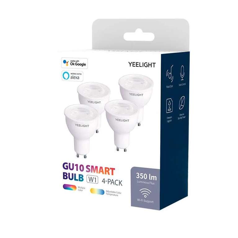 Умные лампочки Yeelight GU10 Smart Bulb Multicolor, 4 шт. (Tmall)