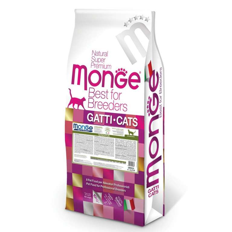 Корм для кошек Monge Cat Sensitive с чувствительным пищеварением, 10 кг
