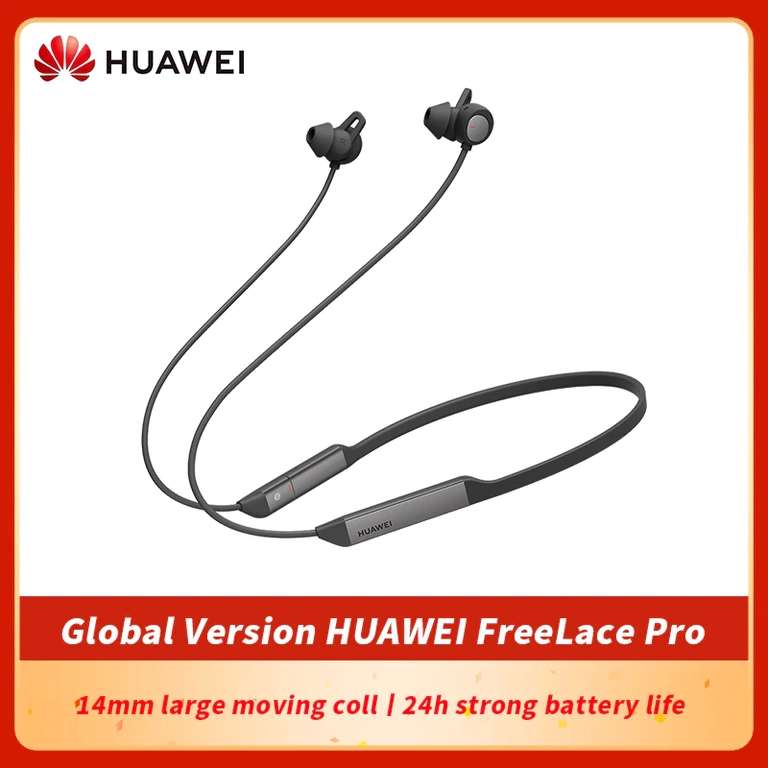Беспроводные наушники с активным шумоподавлением Huawei Freelace Pro (Global), белые/зелёные