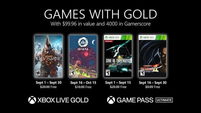 Бесплатные игры сентября для подписчиков Xbox Live Gold