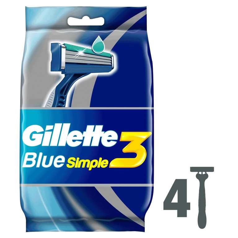 Одноразовая мужская бритва Gillette Blue Simple3 4 шт. на Tmall