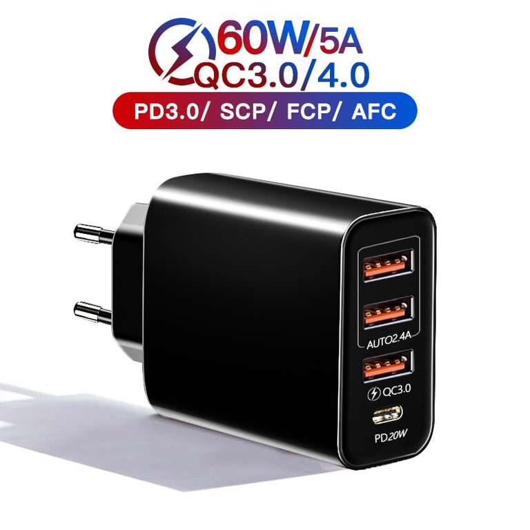 Сетевое зарядное устройство PD, 20 Вт, USB Type C, быстрая зарядка 3.0