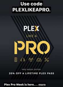 Скидка 20% на пожизненный Plex Pass (lifetime) в plex.tv
