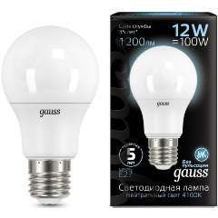 Упаковка из 10 ламп Gauss LED A60 12W E27 1200lm 4100K