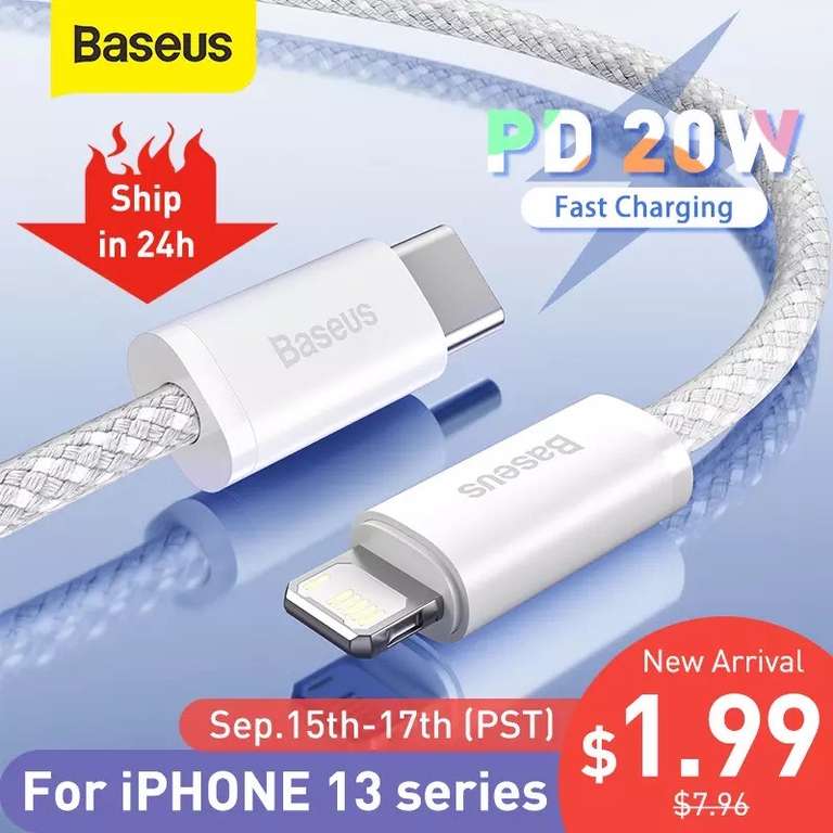 1 метр Baseus 20 Вт PD USB C кабель для iPhone