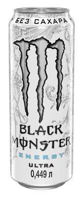 Энергетик Black Monster Energy Ultra безалкогольный газированный, 449мл