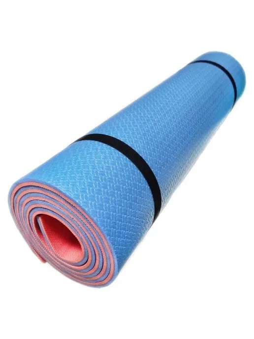 Коврик для йоги и фитнеса оранжево-синий, 1800х600х10мм