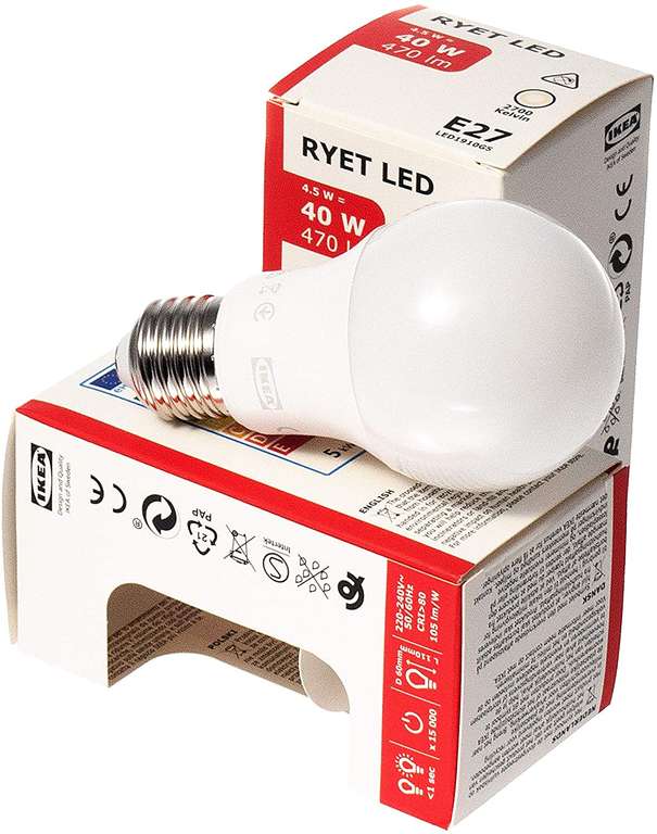 Светодиодная лампа E27 470 лм ИКЕА РИЭТ (IKEA RYET)