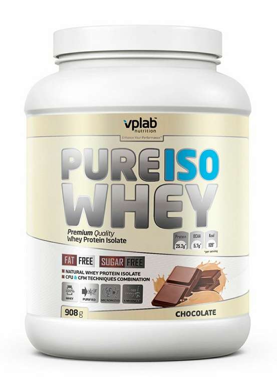 Изолят сывороточного протеина VPLAB Pure Iso Whey шоколад 908г (в приложении)