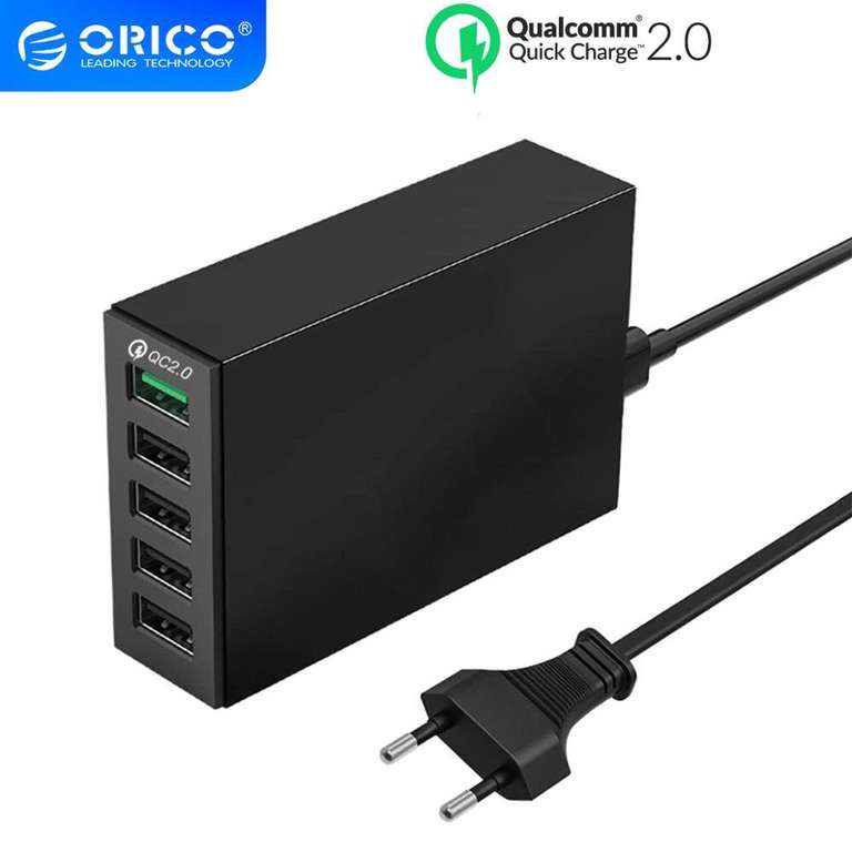 Зарядное устройство ORICO с 5 USB-портами и поддержкой QC2.0, 40 Вт