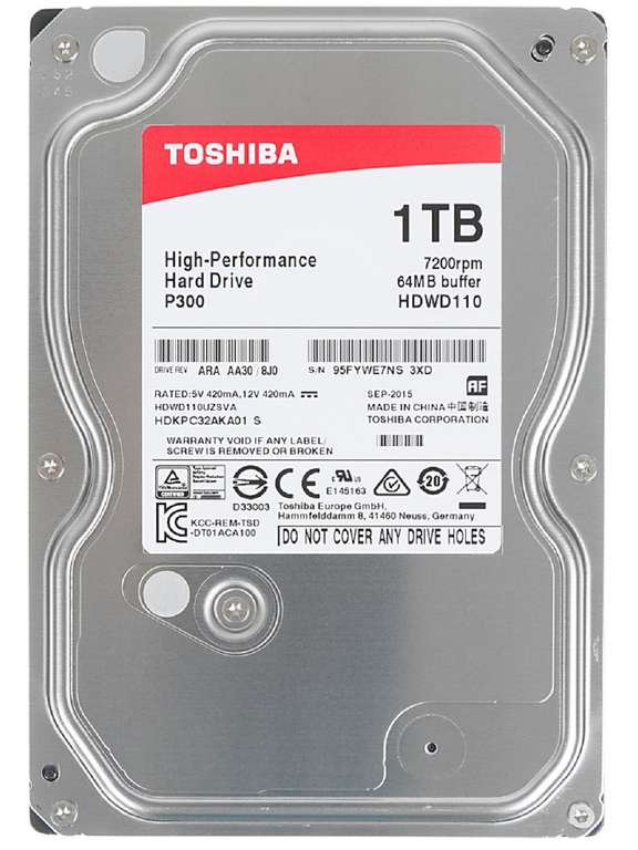 Toshiba / Жесткий диск P300, 1 ТБ (HDWD110UZSVA)