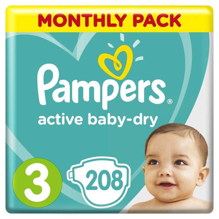 Подгузники Pampers Active Baby-Dry 6–10 кг, размер 3, 208шт. на Tmall