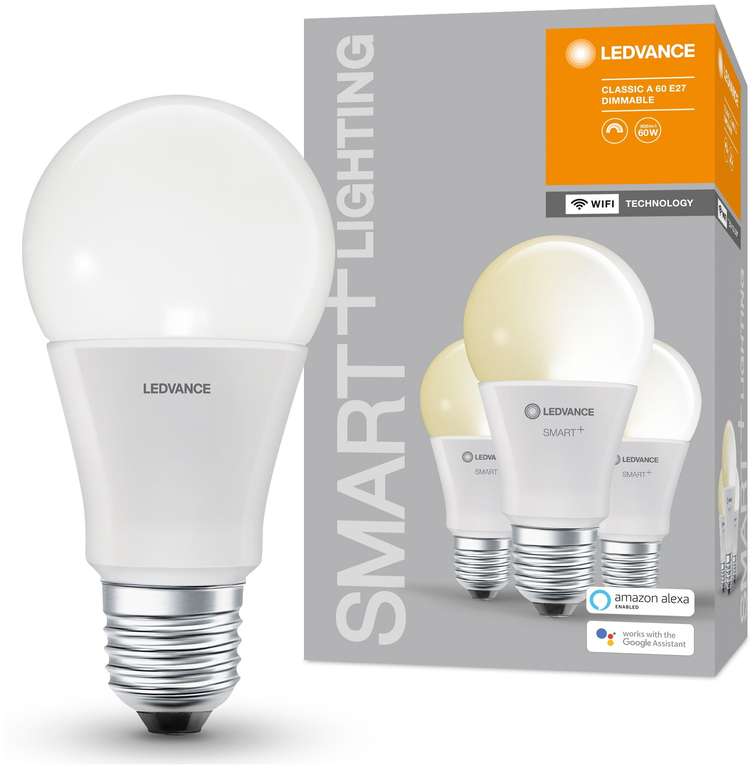 Упаковка светодиодных ламп 3 шт. LEDVANCE Smart+ WiFi Classic Dimmable, E27, 9Вт