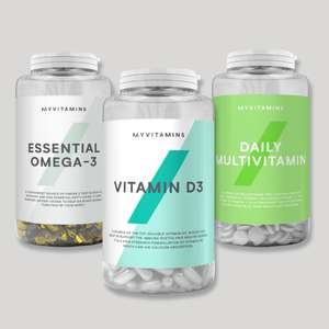 Набор витаминов от Myprotein: Omega-3, D3 и Daily Multivitamin (250 / 180 / 150 штук)