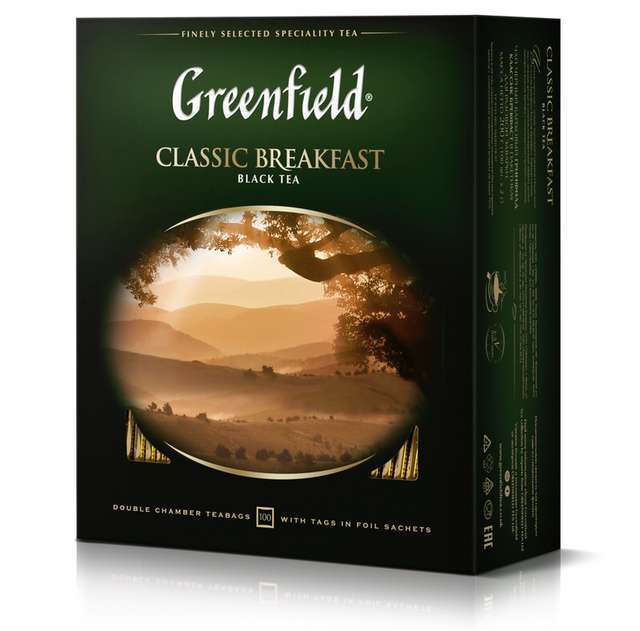 Чёрный и зелёный чай Greenfield в пакетах по 100 шт