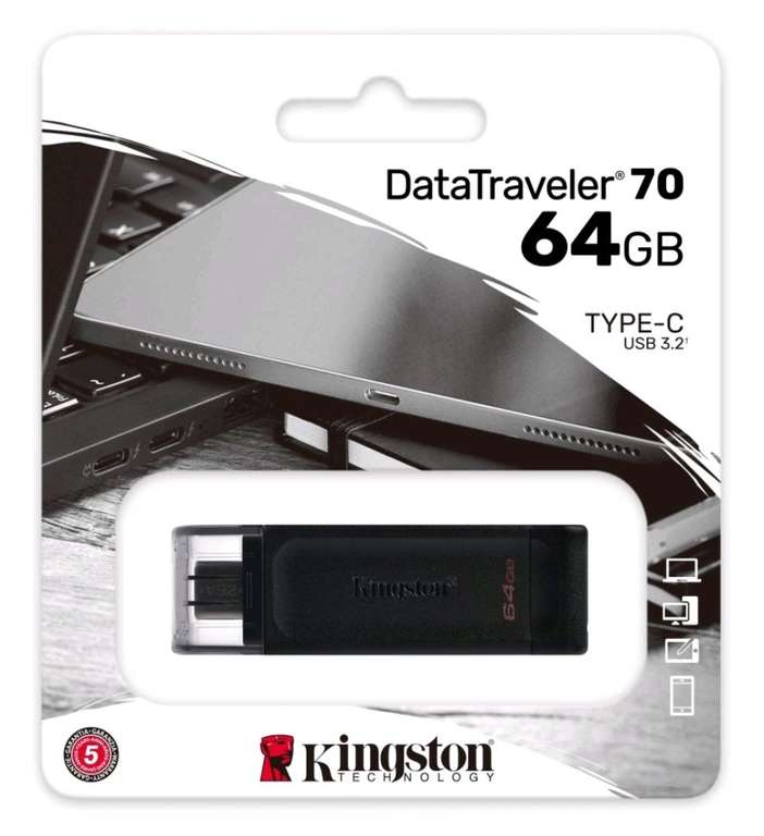 Type-c USB флешка Kingston DataTraveler 70 64GB Black (DT70/64GB)