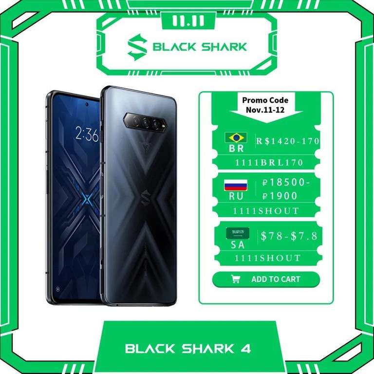 [11.11] Смартфон Black Shark 4 6+128GB