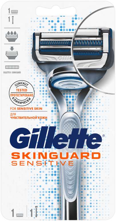 Бритва Gillette SKINGUARD Sensitive + 2 сменные кассеты
