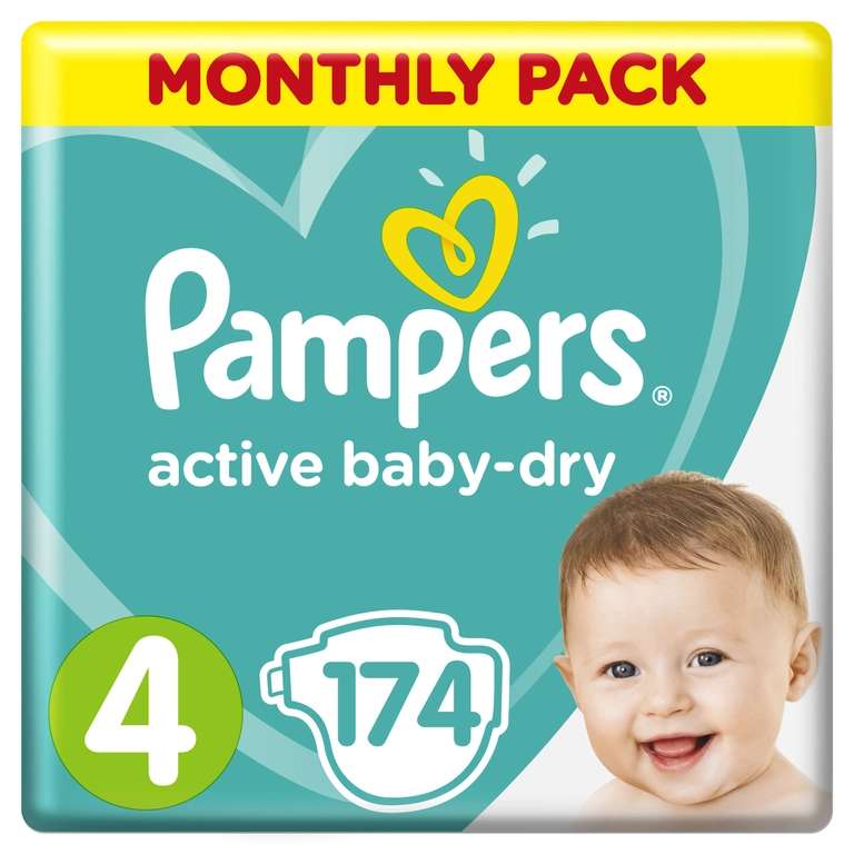 Подгузники Pampers Active Baby-Dry 9–14 кг, размер 4, 174шт. на Tmall