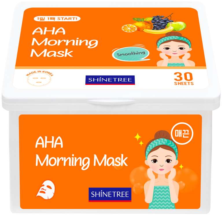 Упаковка масок Shinetree с AHA кислотами 30 шт
