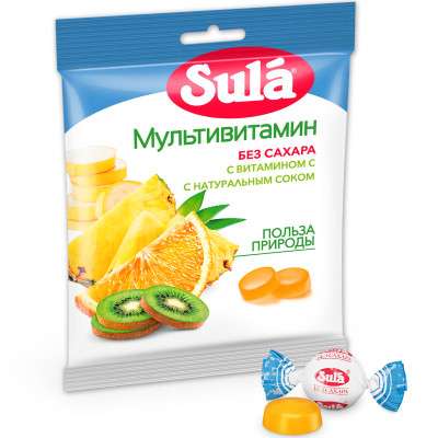 Карамель Sula мультивитамин без сахара, 60г