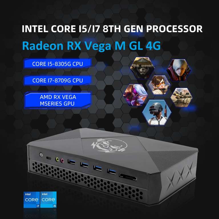 [11.11] Игровой ПК процессор Hystou Intel Core i5 8305G/i7 8709G с графикой Radeon RX Vega M GL 4G