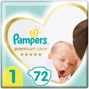 Pampers Подгузники Premium Care 2-5 кг (размер 1) 72 шт
