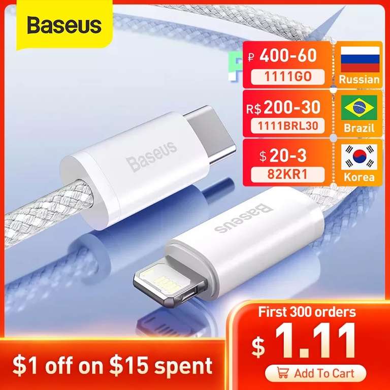 Baseus 20 Вт PD USB-C кабель для iPhone