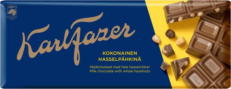 Шоколад млочный Fazer Karl с цельным фундуком 200 г (другие вкусы в описании)