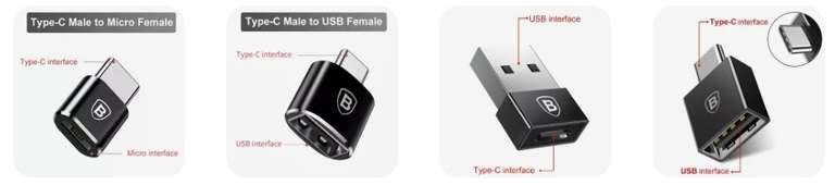 USB OTG адаптер Baseus, на выбор из 4 типов