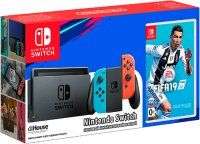Игровая приставка Nintendo Switch красный/синий + FIFA 19