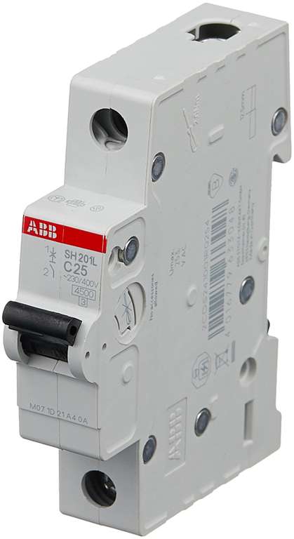 Автоматический выключатель ABB SH201L 1P (C) 4,5kA 25 А (не везде)