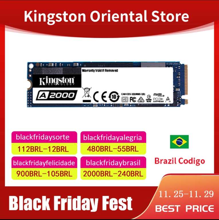 Внутренний твердотельный накопитель SSD Kingston A2000 SSD NVMe PCIe M.2 2280 500G