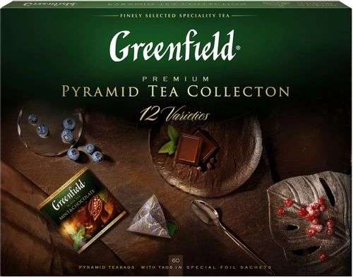 Greenfield Набор 12 видов листового чая и чайного напитка в пакетиках-пирамидках, 60 шт