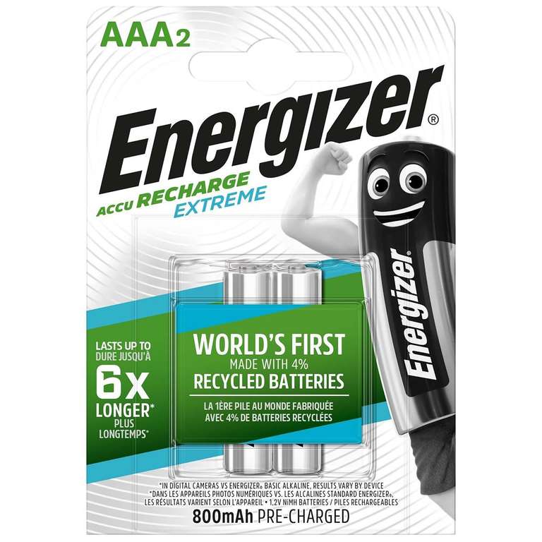 [не везде] Аккумулятор Energizer AAA 800 мАч 2шт.(E300624302)