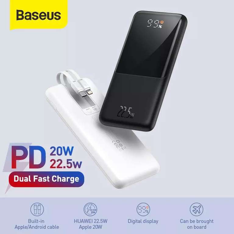 Power bank Baseus 22.5w на два устройства на 10000 mAh