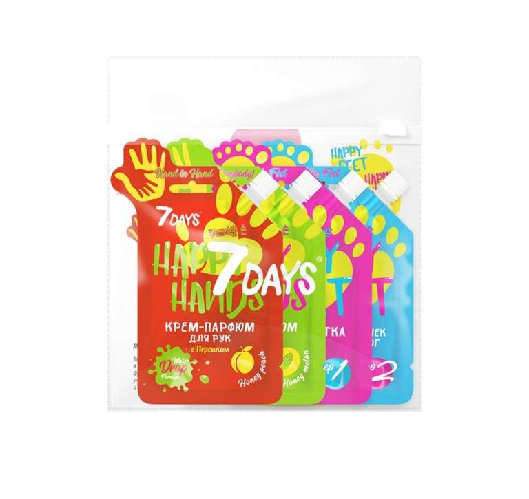 [Майкоп] Набор подарочный для ухода за кожей рук и ног 7DAYS Beauty Bag Руконоженька 4 средства, Корея, 100 мл