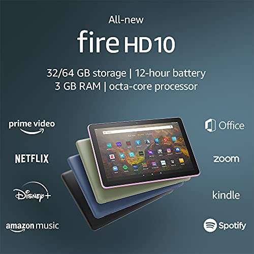 Планшет Fire HD 10", 32 GB, latest model (2021 release), Black