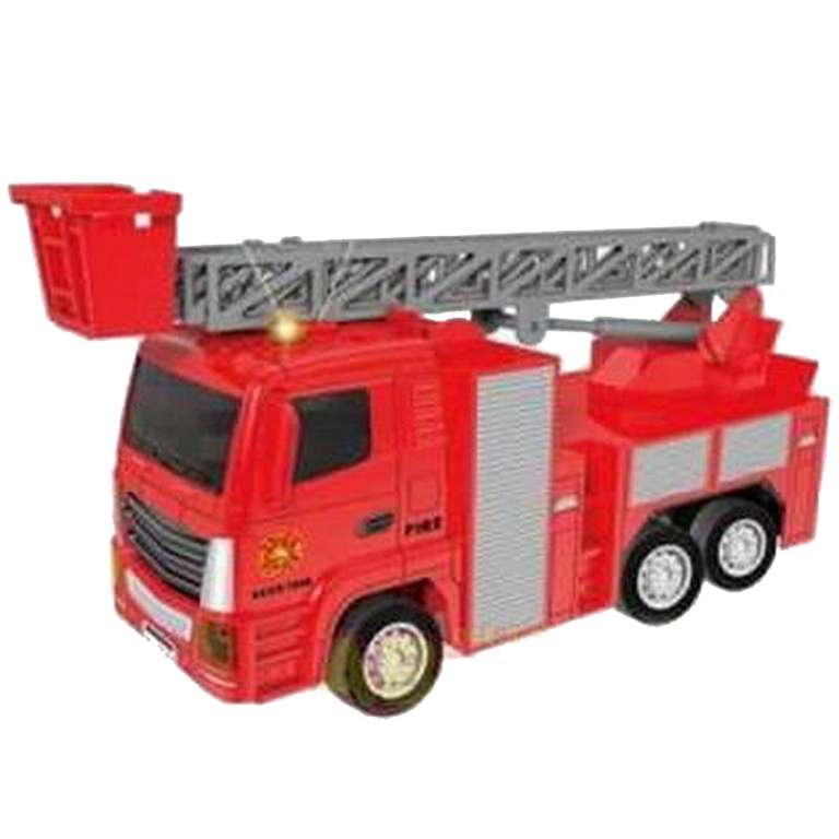 Машинка Junfa 1:18, "Пожарная машина с серой лестницей" (инерционная, звук и свет)