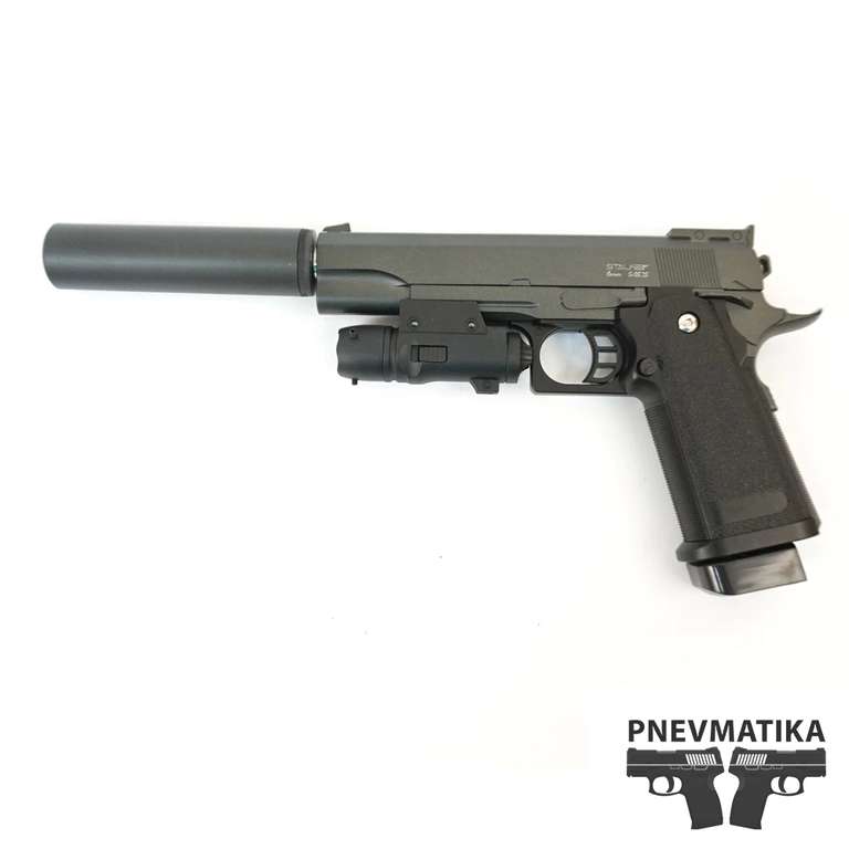 Пистолет страйкбольный Stalker SA5.1S Spring (Hi-Capa 5.1) глушитель + ЛЦУ спринговый тировой