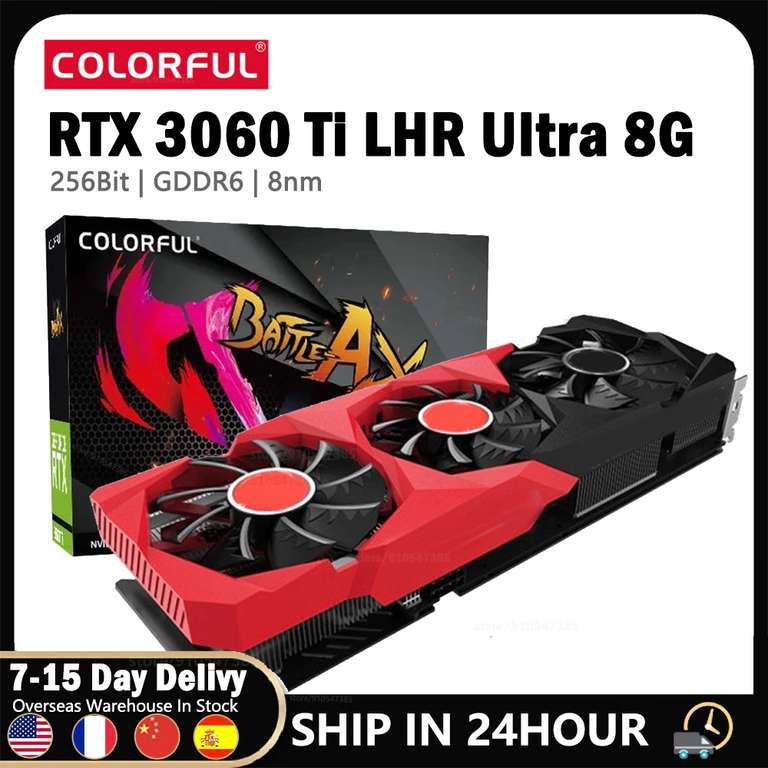 Видеокарта GeForce GTX RTX 3060 Ti 8G 1665 бит GDDR6 8 нм 200 МГц Вт TDP с поддержкой HDMI + DP * 3