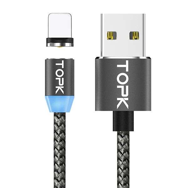 Магнитный USB кабель TOPK 1м с подсветкой
