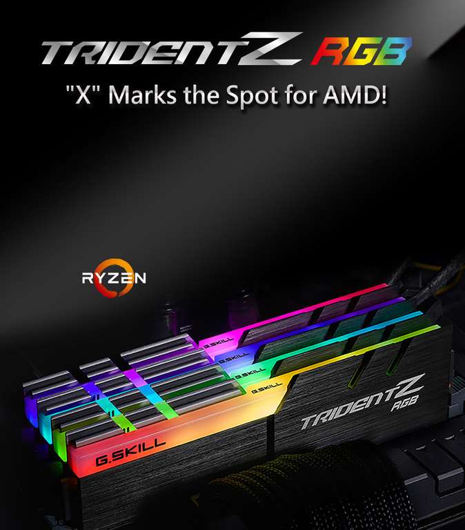 16GB (2x8GB) DIMM DDR4-3600 CL18 G.SKILL Trident Z RGB AMD Compatible