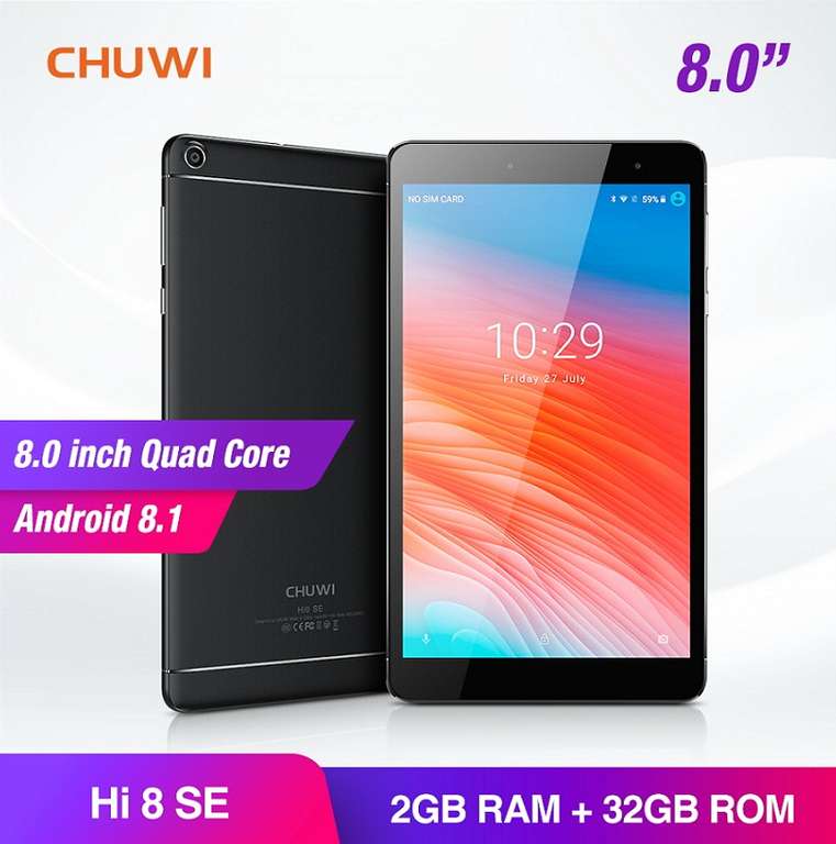 8-дюймовый планшет Chuwi Hi8 SE на ОС Android 8.1 за 98.99$