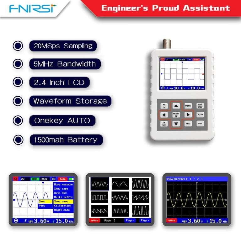 Ручной миниатюрный портативный цифровой осциллограф DSO FNIRSI PRO  5МГц (20Msps)