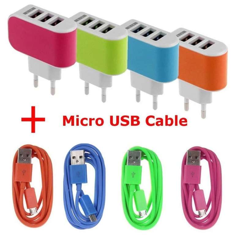 Зарядник с 3-мя USB + кабель