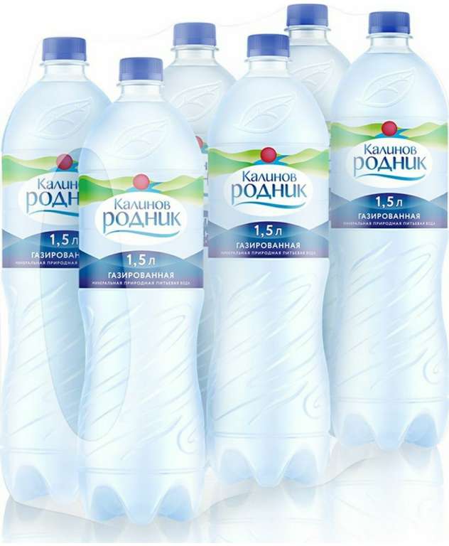 Вода Калинов Родник минеральная питьевая газированная, 6 шт по 1,5 л