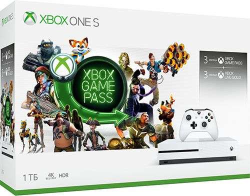 Microsoft Xbox One S 1TB + 3 месяца Game Pass + 3 месяца Live Gold