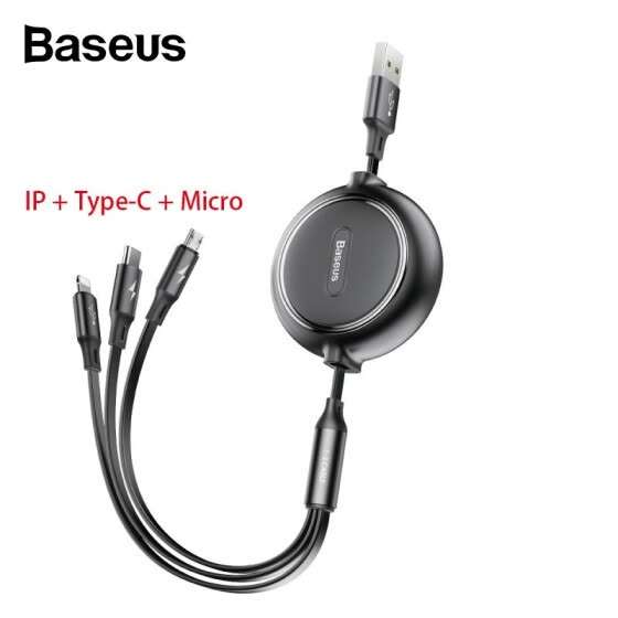 Кабель зарядки и передачи данных Baseus 3 в 1 USB Micro / IP / Type-C за 8.99$